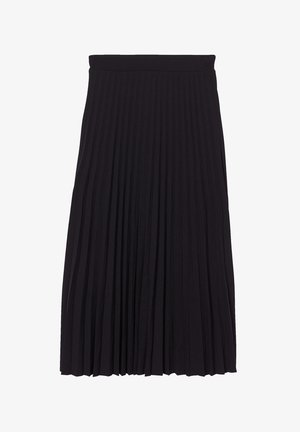 Mustat laskostetut hameet, jotka on valmistettu kevyestä kankaasta. Varustettu joustavalla vyötärönauhalla ja ulottuvat säären keskiväliin pystysuorilla poimuilla.