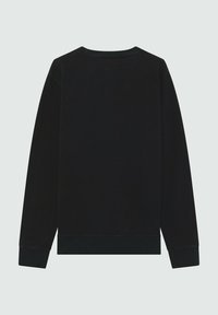 Felpa nera a maniche lunghe con scollatura rotonda, polsini e orlo a coste. Materiale in cotone morbido con una texture liscia e uniforme e un design minimal.