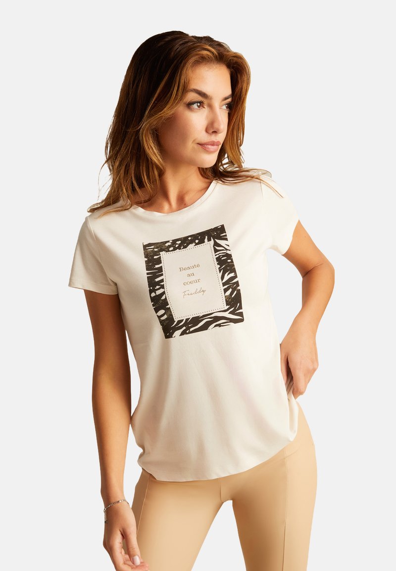 Freddy Camiseta estampada - white sand zebra animalier