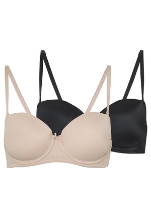 2PACK PADDED - Strapless BH - black/beige