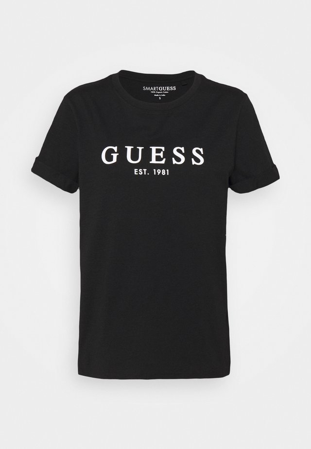 ROLL CUFF TEE - Print T-shirt - jet black