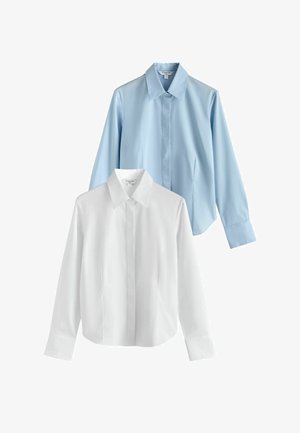 Next, REGULAR FIT - 2 PACK FITTED STRETCH ESSENTIAL LONG SLEEVE SHIRT - Skjortebluser - blue stripe white