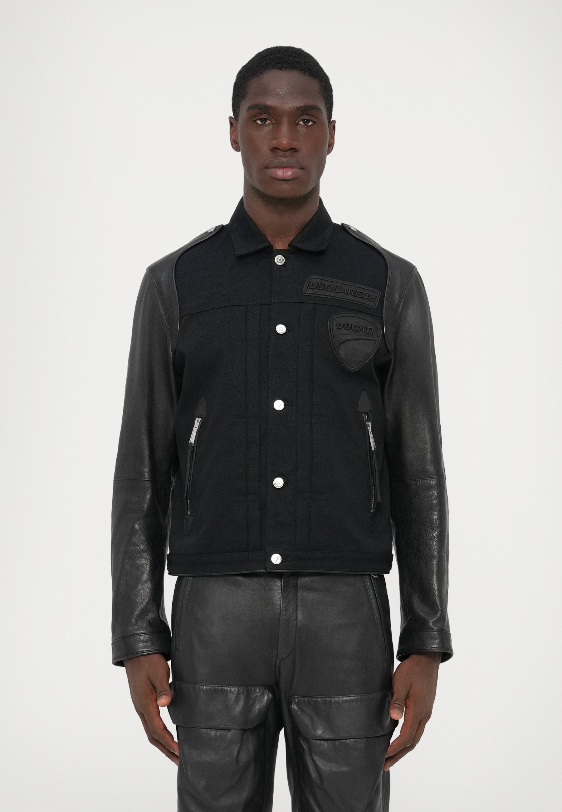 Dsquared2 DUCATI HYBRID JACKET - Leather jacket - black - Zalando