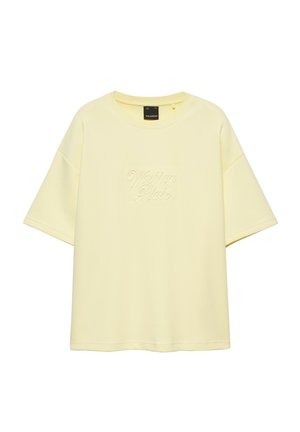PULL&BEAR, RELAXED FIT SHORT SLEEVE WITH RAISED TEXT - SWEATSHIRT - T-Shirt print - yellow