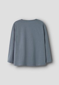 Langsleeve, ronde hals shirt van zacht, gemiddeld blauw katoen. Heeft een relaxte pasvorm en een gladde textuur zonder patronen of versieringen.