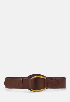 LEATHER WIDE EMBELLISHED D RING BELT - Belt - dark mahogany