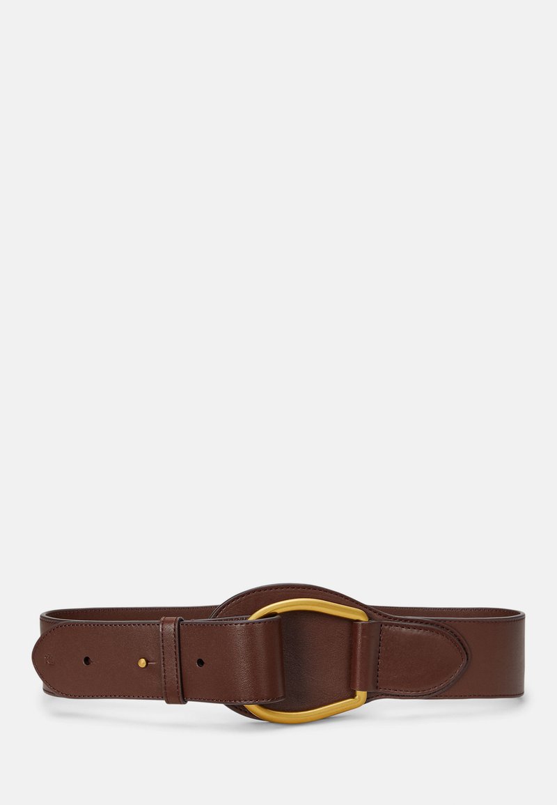 Lauren Ralph Lauren LEATHER WIDE EMBELLISHED D RING BELT - Pásek - dark mahogany
