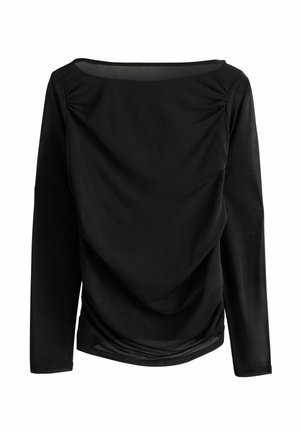 Next, LONG SLEEVED MESH SLASH NECK TOP - Camicetta - black
