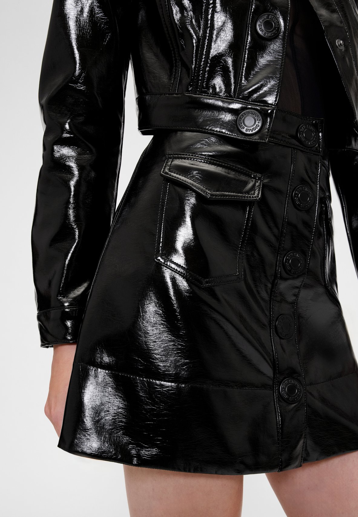 GAP GAPSTUDIO VEGAN PATENT LEATHER MINI SKIRT - A-line skirt
