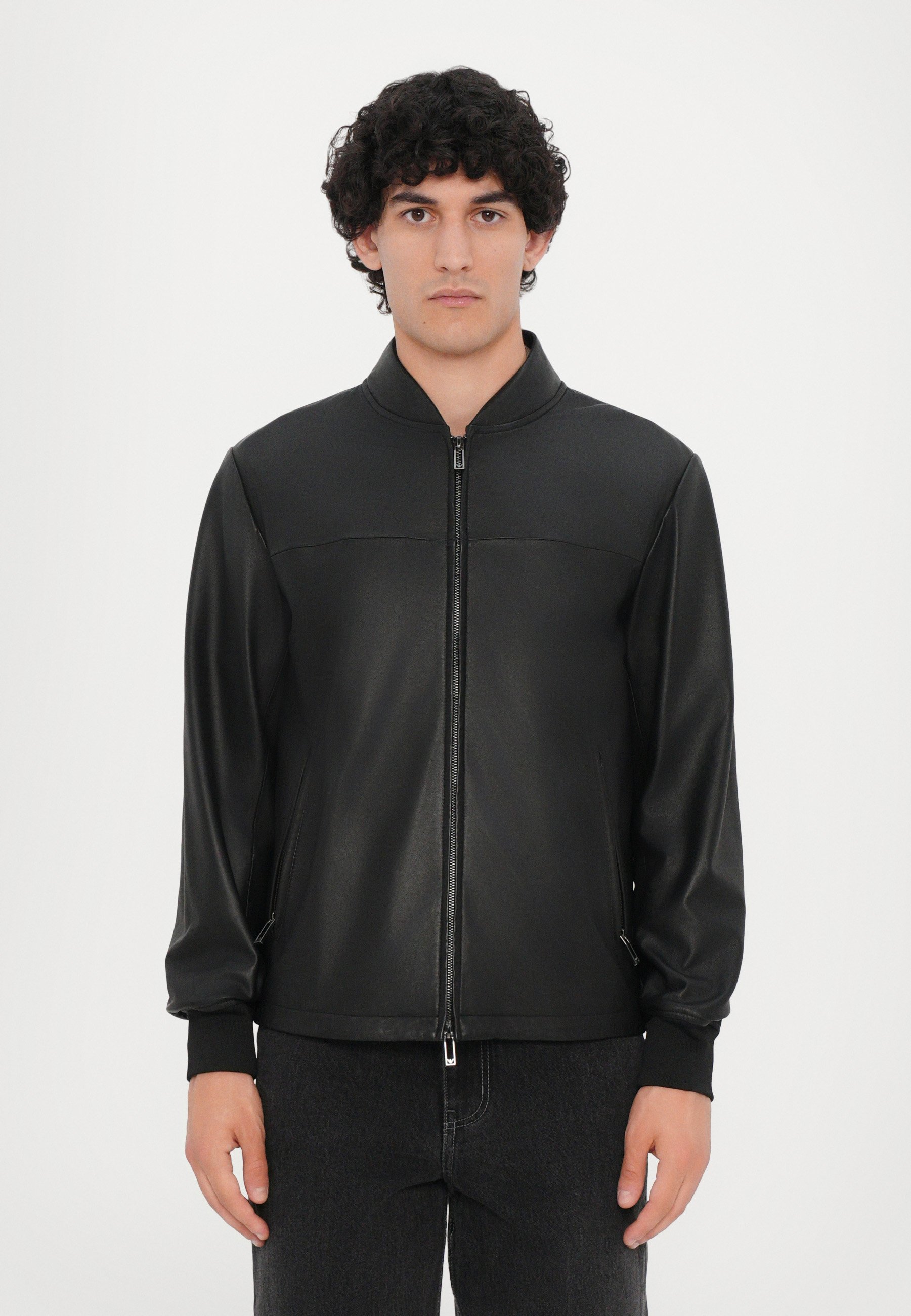 ジャケット・アウター EMPORIO ARMANI 25SS BLOUSON JACKET Emporio Armani BLOUSON JACKET - Leather jacket - black beauty