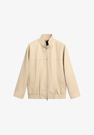 Massimo Dutti, Lederjacke - beige
