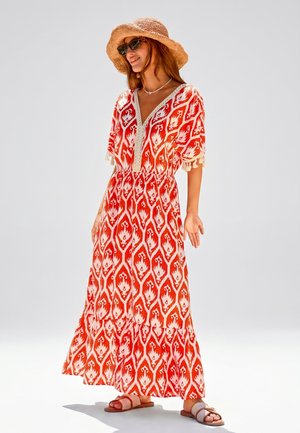 Cupshe, BOHO CHIC PRINTED MAXI DRESS - Vestido largo - light red  white