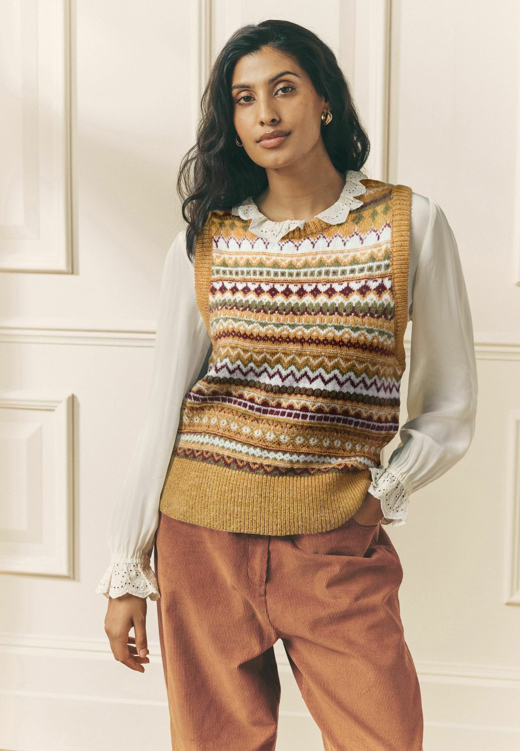 Laura Ashley REGULAR FIT - FAIRISLE TANK - Top - mustard yellow