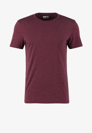 T-shirt bordeaux a girocollo realizzata in tessuto morbido, con maniche corte e una texture liscia, adatta per un look informale.