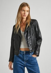 Pepe Jeans - Leren jas - black Miniatuurafbeelding 1