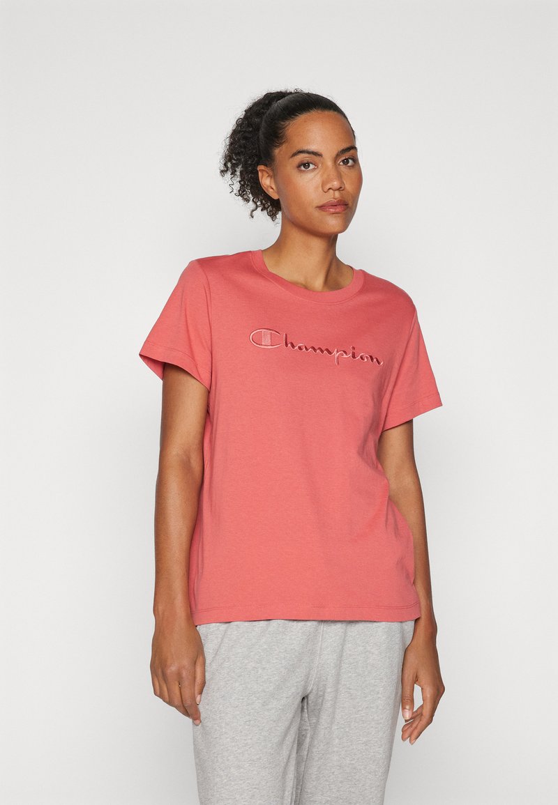Champion ICONS CREWNECK WITH LARGE TONAL LOGO - Jednoduché tričko - dark red
