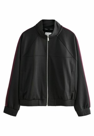 FULL ZIP - REGULAR FIT - Športna jopa s kapuco na zadrgo - black white