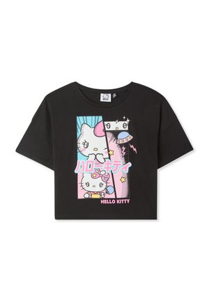 HELLO KITTY CROP - T-shirt con stampa - nero