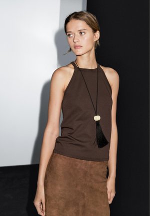 HALTER - Top - dark brown