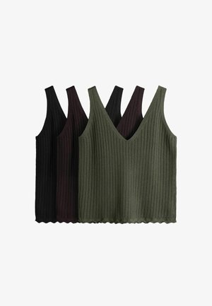 THE SET, 3 PACK - Top - black chocolate brown khaki green