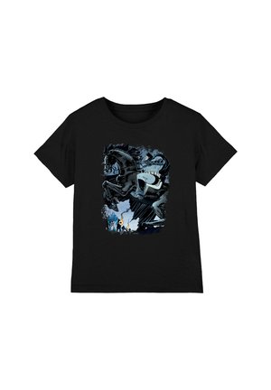 Black short-sleeve t-shirt with a graphic of Batman riding a rearing horse amid a dark, smoky background.