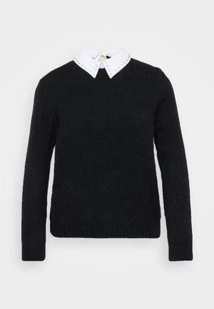 ONLY Petite, ONLCLARA COLLAR MIX - Jersey de punto - black/white