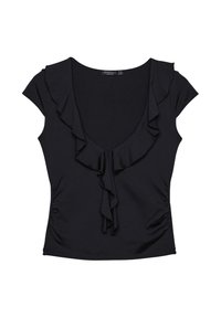 WITH RUFFLES - Printtipaita - black