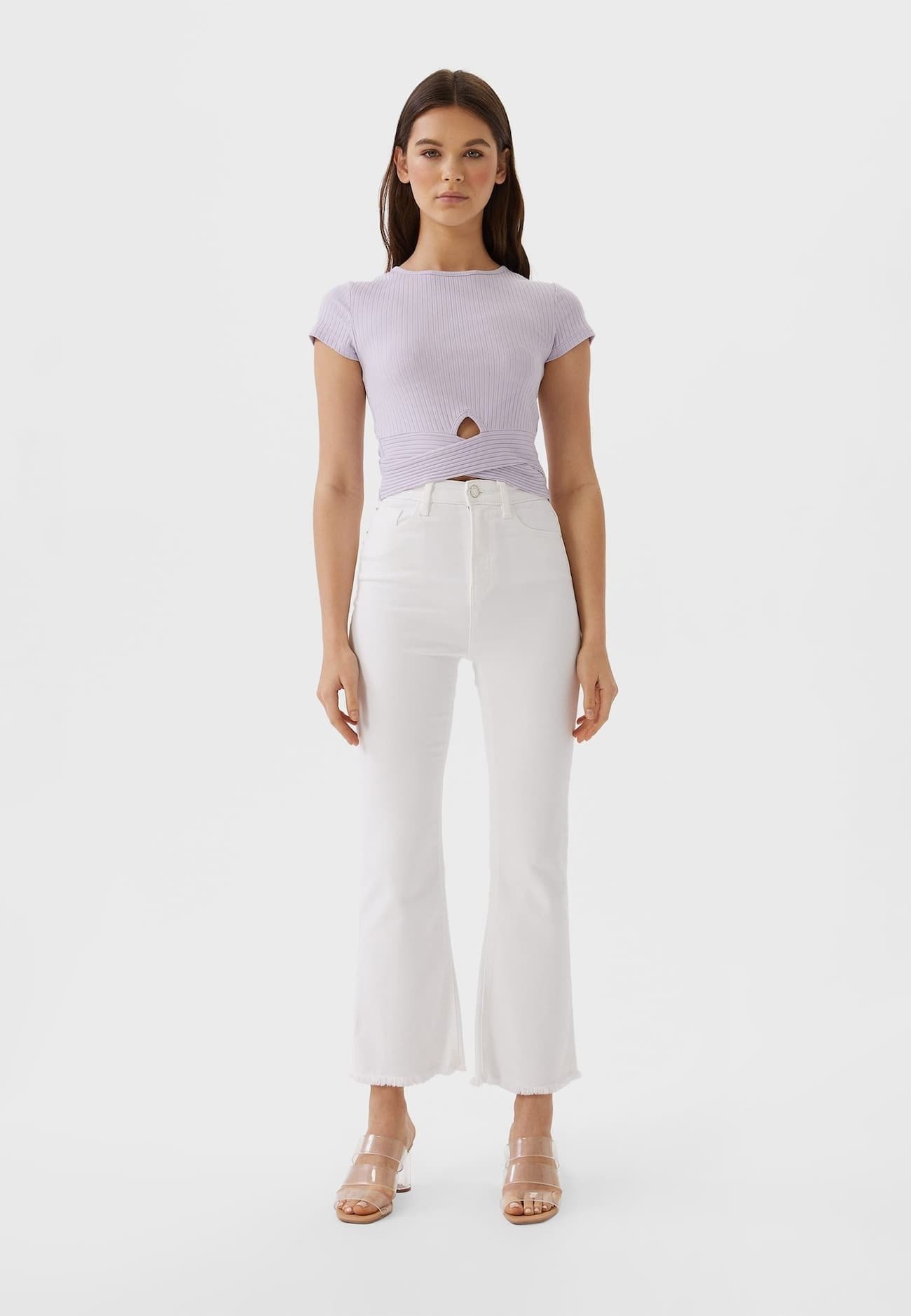 Stradivarius MIT SCHLAG - Jeans a zampa - white/bianco - Zalando.it
