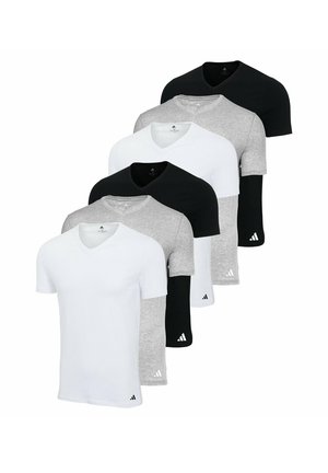 6ER PACK - V-NECK  ACTIVE CORE  - T-Shirt basic - weiß schwarz grau