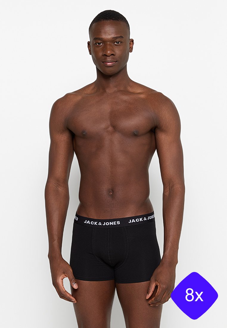 Schwarze Boxershorts für Herren mit enganliegender Passform, hergestellt aus einer weichen Baumwollmischung, mit einem Logo-Bund in kontrastierendem weißen Text.