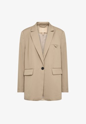 Beezhi bleiser, mille tükiga krae, kaks esist pocketit ja üks must nupp sulgemiseks. Omab peent tekstuuri ja minimalistikku disaini.