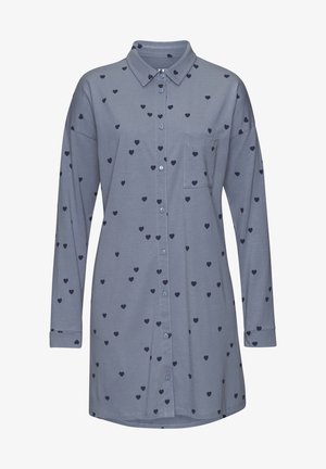 Košeľa s dlhým rukávom v svetlosivej farbe s malými námorníckymi srdiečkami. Obsahuje golier, zapínanie na gombíky a vrecko na hrudi.