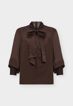 VILA, VIFALIA TIE NECK - Blouse - chocolate torte