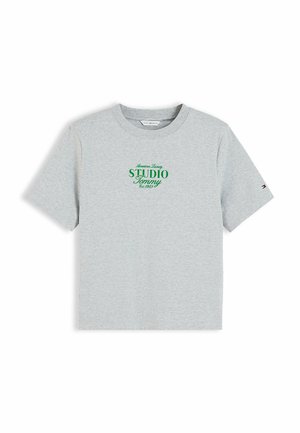 Tommy Hilfiger, TOMMY HILFIGER LOGO INTERLOCK KNIT CREW NECK T-SHIRT - T-Shirt print - light grey htr