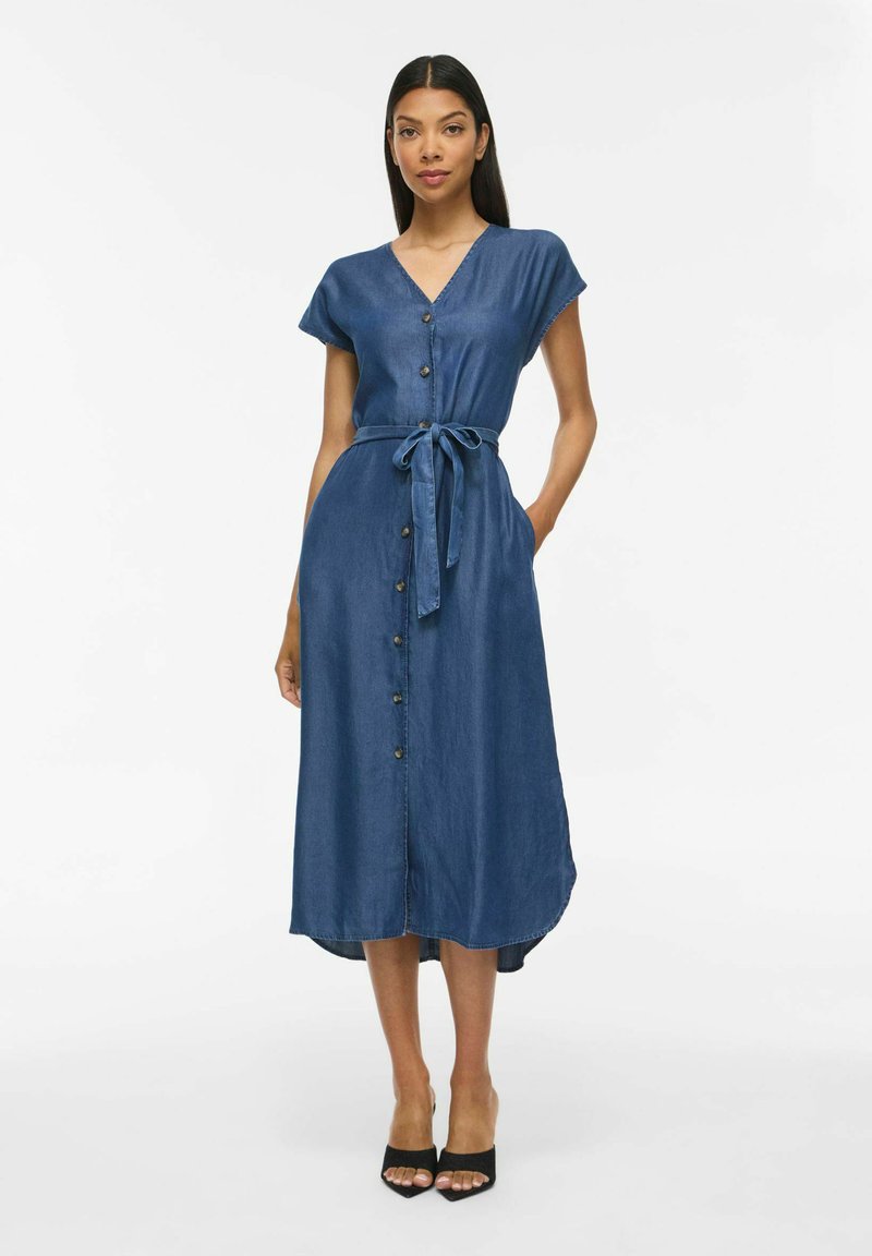 vila denim dress VILA Dress 'VIShika' in Blue Denim
