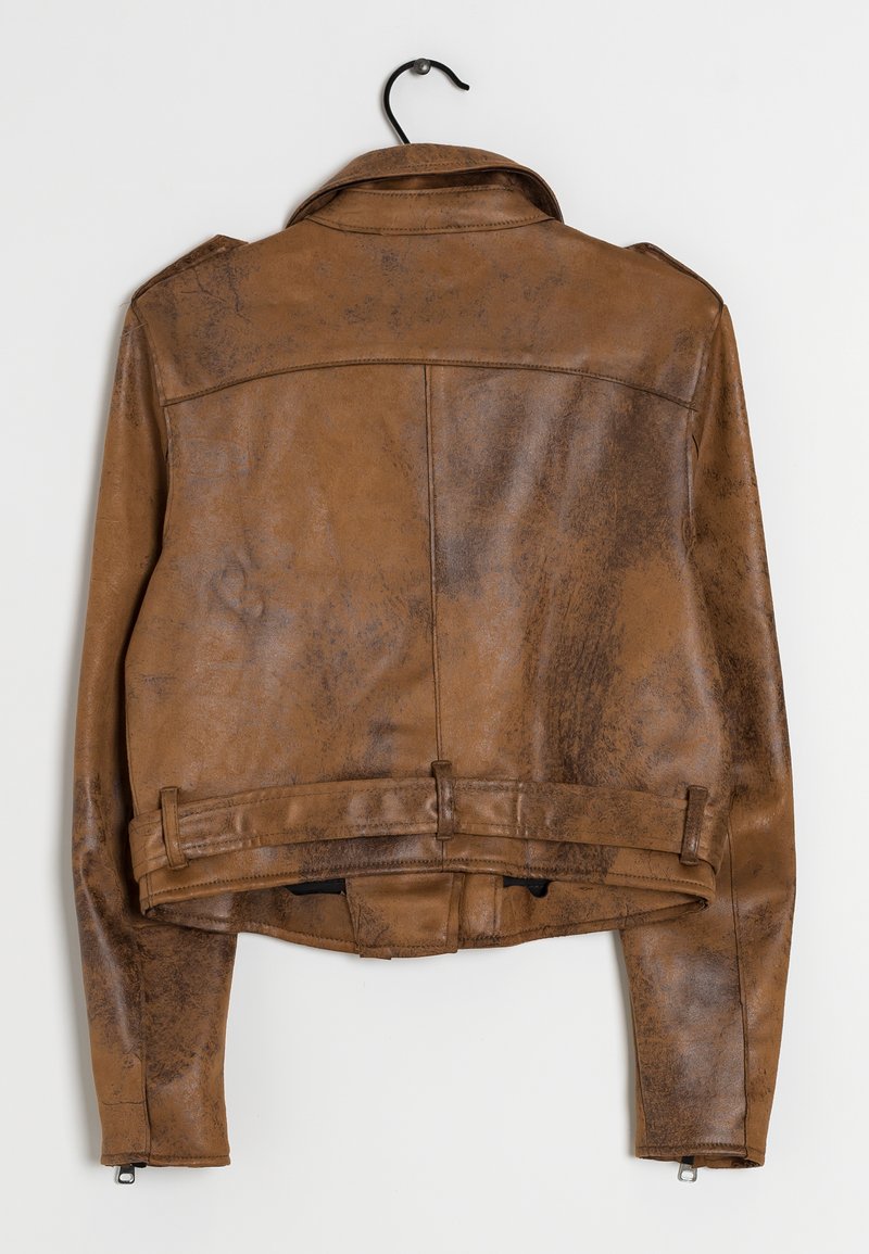 Cuero Marrón Zalando Cazadoras Piel Mujer Bershka Chaqueta De - Main Image