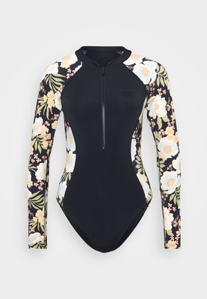 Billabong LOST COVE ZIP FRONT BODYSUIT - Badeanzug - black pebble