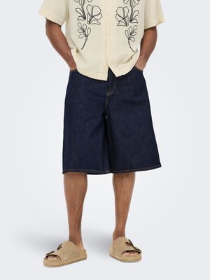 Only & Sons JEANS-SHORTS ONSCARL MID RISE BALLON SCHNITT SHORTS - Denimové šortky - dark blue denim
