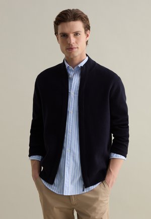 FULL-ZIP WITH HIGH NECK - Strickjacke - night blue