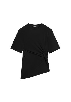 Massimo Dutti, ASYMMETRIC KNOT-DETAIL T-SHIRT - T-shirt print - black