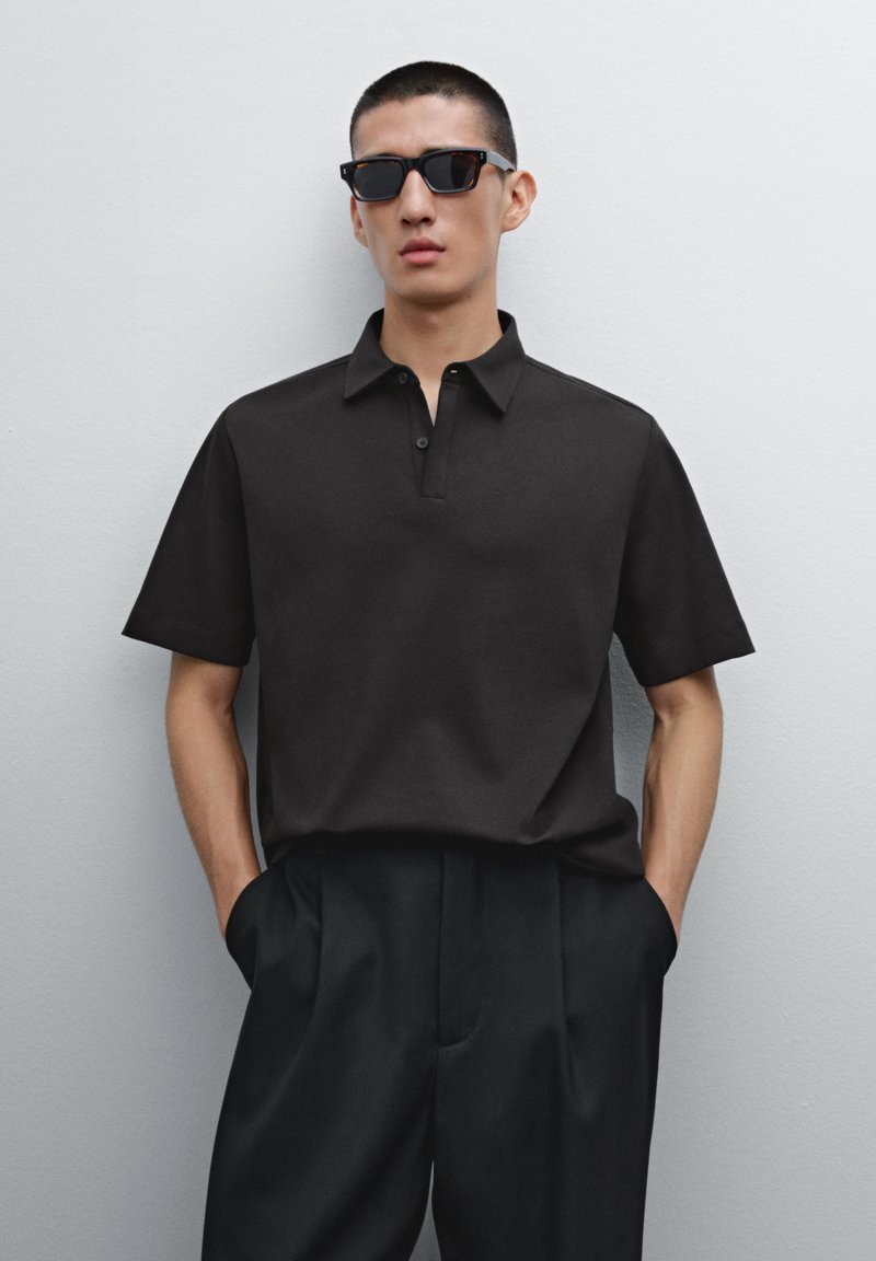 Massimo Dutti - SHORT SLEEVE WITH PLACKET  - Polo shirt - dark grey, Enlarge