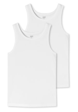 UNDEREA Set van 3 onderhemden voor jongens, tanktops – klassiek fijne rib van 100% gekamd katoen voor school, sport, dagelijks gebruik, wit, 7-8 Jaar