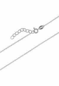 Collana di catena in argento con un design delicato e sottile. Presenta un gancio regolabile con diversi anelli collegati per la regolazione della lunghezza.