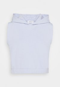 Sweat à capuche sans manches bleu clair avec une poche avant, tissu doux, ourlet côtelé et petite capuche pour plus de confort. Coupe standard.