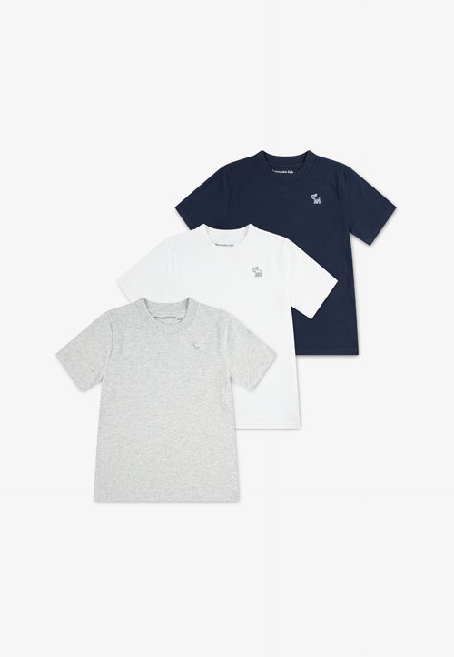 Abercrombie & Fitch TEE UNISEX 3 PACK - Tricou basic - dunkelblau/beige/weiß