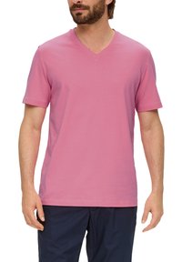 s.Oliver MIT V-AUSSCHNITT - T-shirt basic - rosa