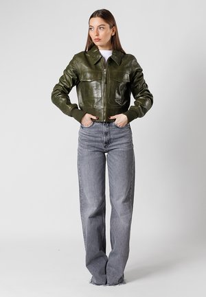 LINAYA - Leren jas - jungle green