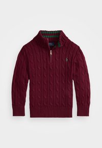 CABLE KNIT COTTON QUARTER-ZIP JUMPER - Trui - classic wine