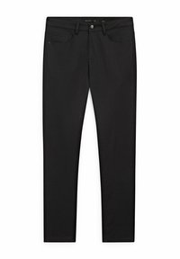 Zwarte, slim-fit broek van geweven stof, met vijf zakken, een knoopsluiting en een soepele textuur. Geschikt voor casual draag.