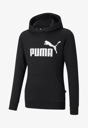 Melnā kapuce izgatavota no kokvilnas maisījuma, ar lielu baltu "PUMA" logo un lecošā puma grafiku priekšā. Ribota apakšmala un piedurknes.